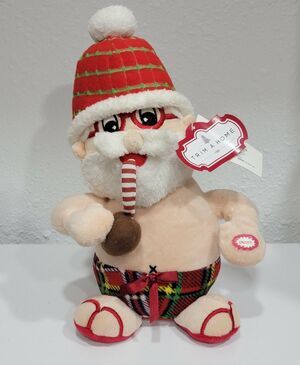 Vintage Coconut Santa Plush Singing Pina Colada Song Animated Christmas Decor